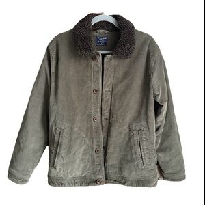 Abercrombie & Fitch Men’s Corduroy Sherpa Lined Jacket Olive Green M Winter
